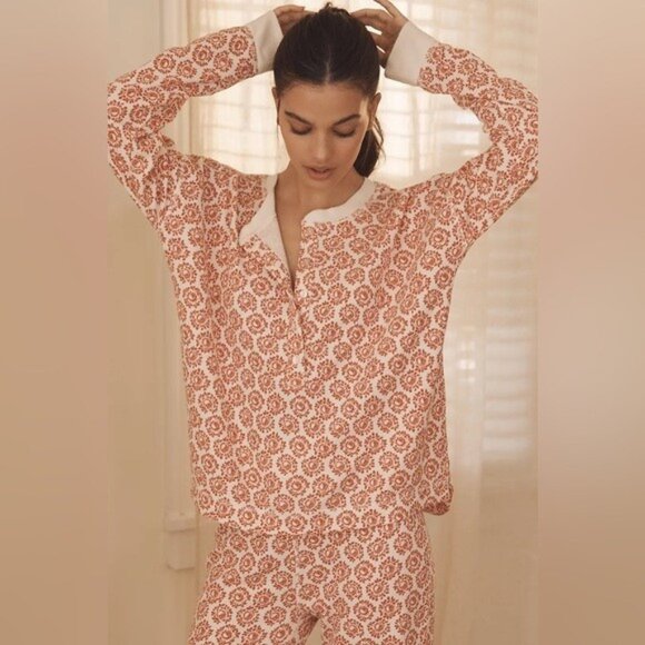 NWT Size L- By Anthropologie Waffle Knit Pyjama Top - Picture 1 of 15